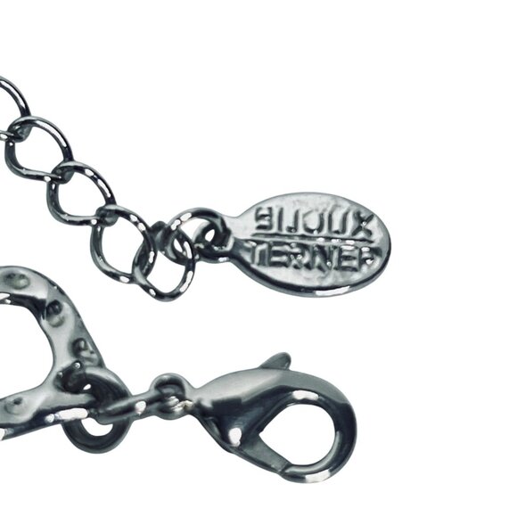 Bijoux Terner Silver Tone Hammered Square Link Necklace And Earrings (5810) - Picture 7 of 7